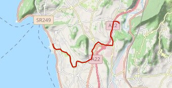 deviazione rispetto al percorso precedente